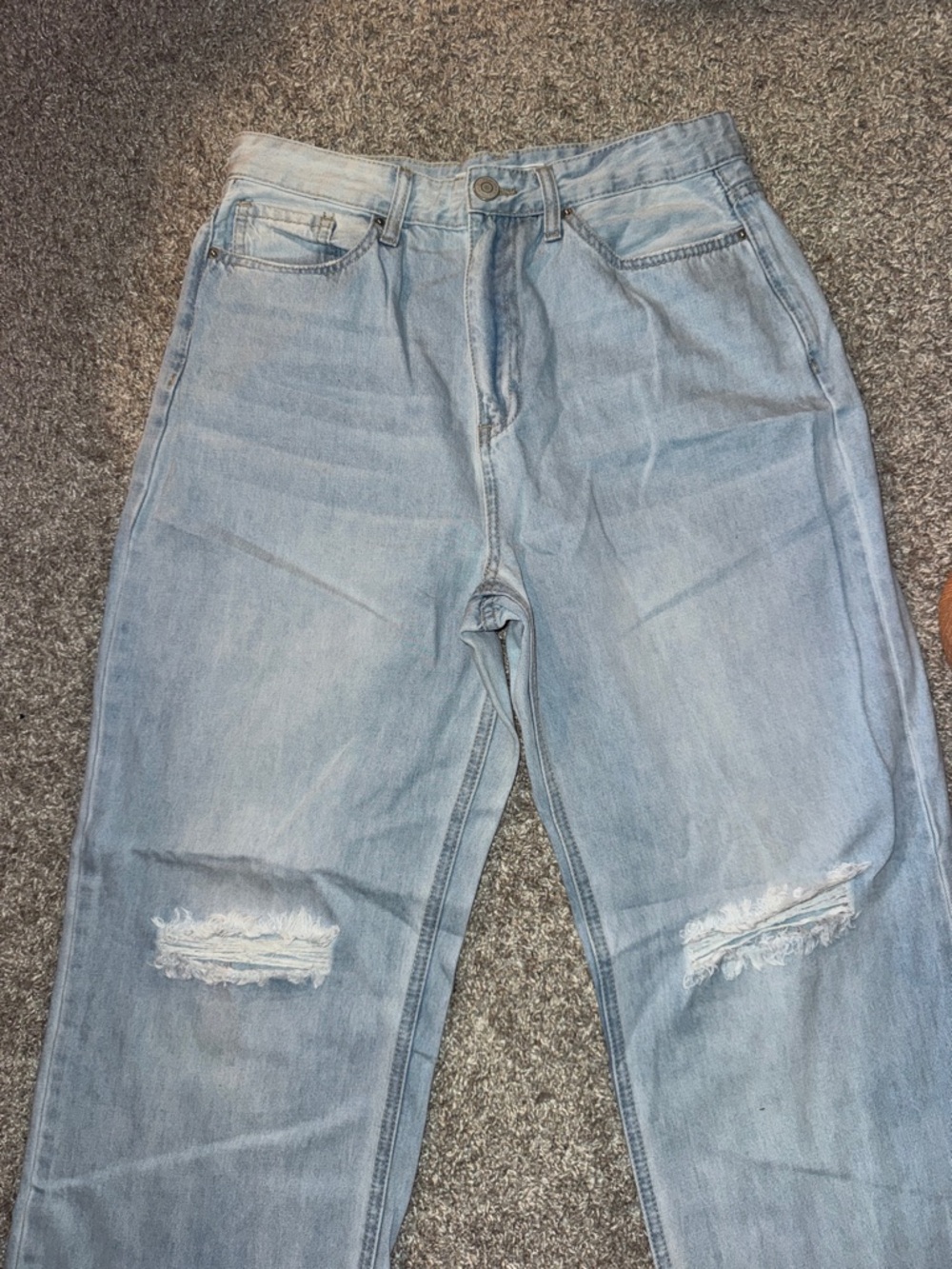 Light Wash Distressed High-Rise Jeans